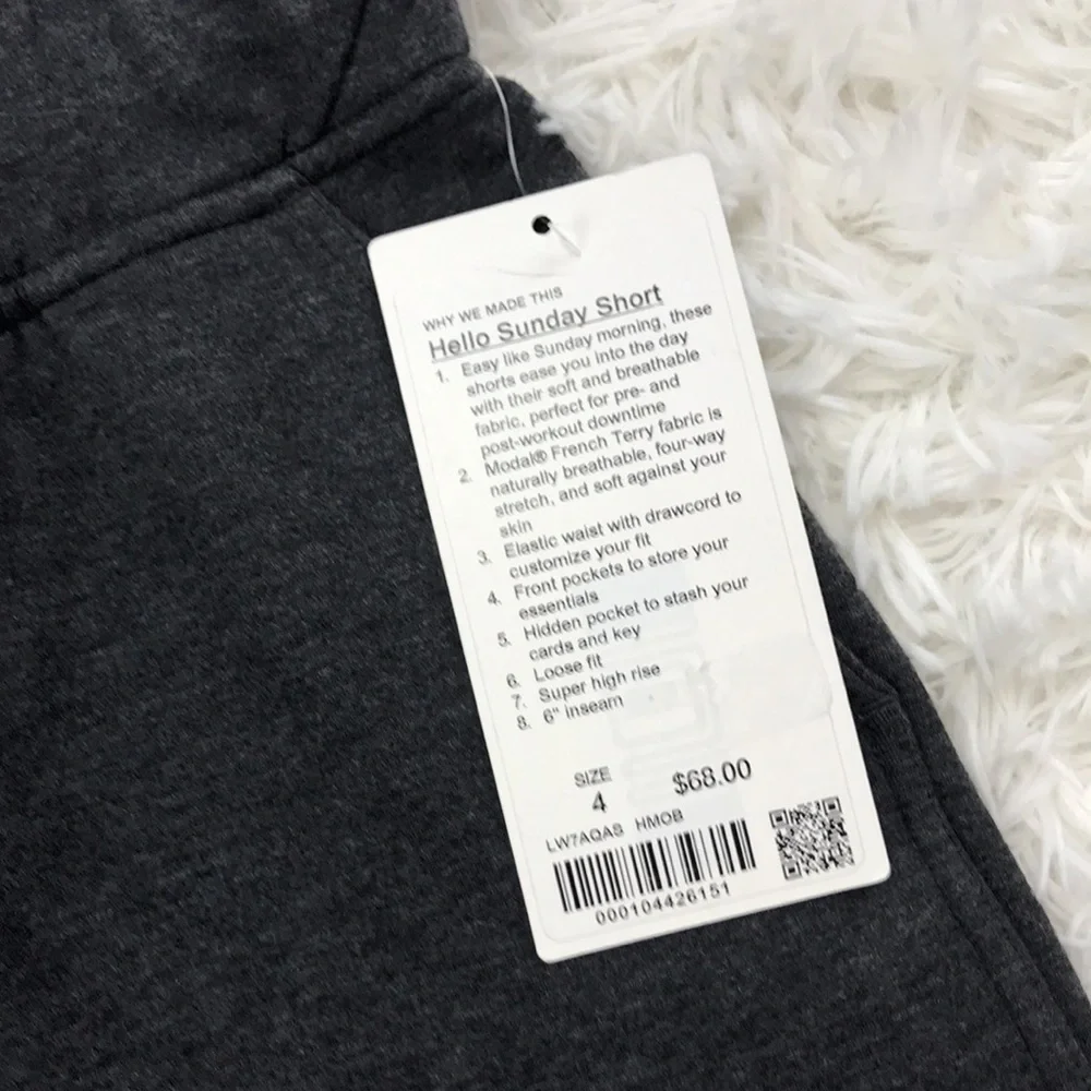 NWT Lululemon Hello Sunday Short Heathered Black